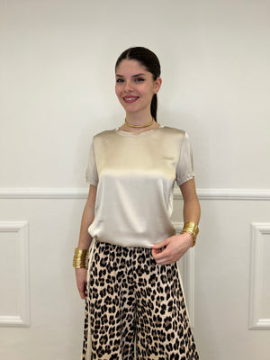 Maglietta In Raso Di Viscosa 82008 Écru