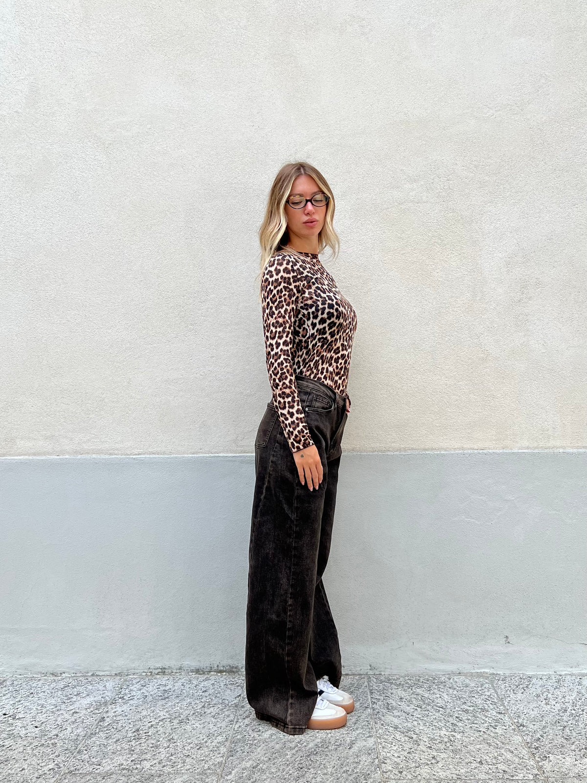 Jeans Palazzo Stonewash 9388 Marrone