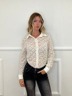 Camicia Pizzo Velluto 121493 Panna