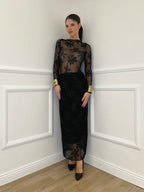 Gonna Tulle Ricami 139-833 Nero