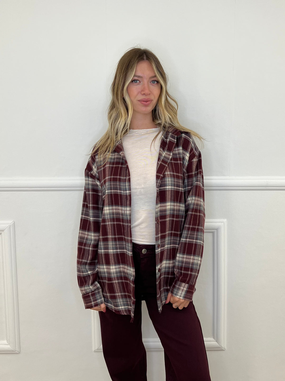 Camicia Over Madras 42932 Burgundy