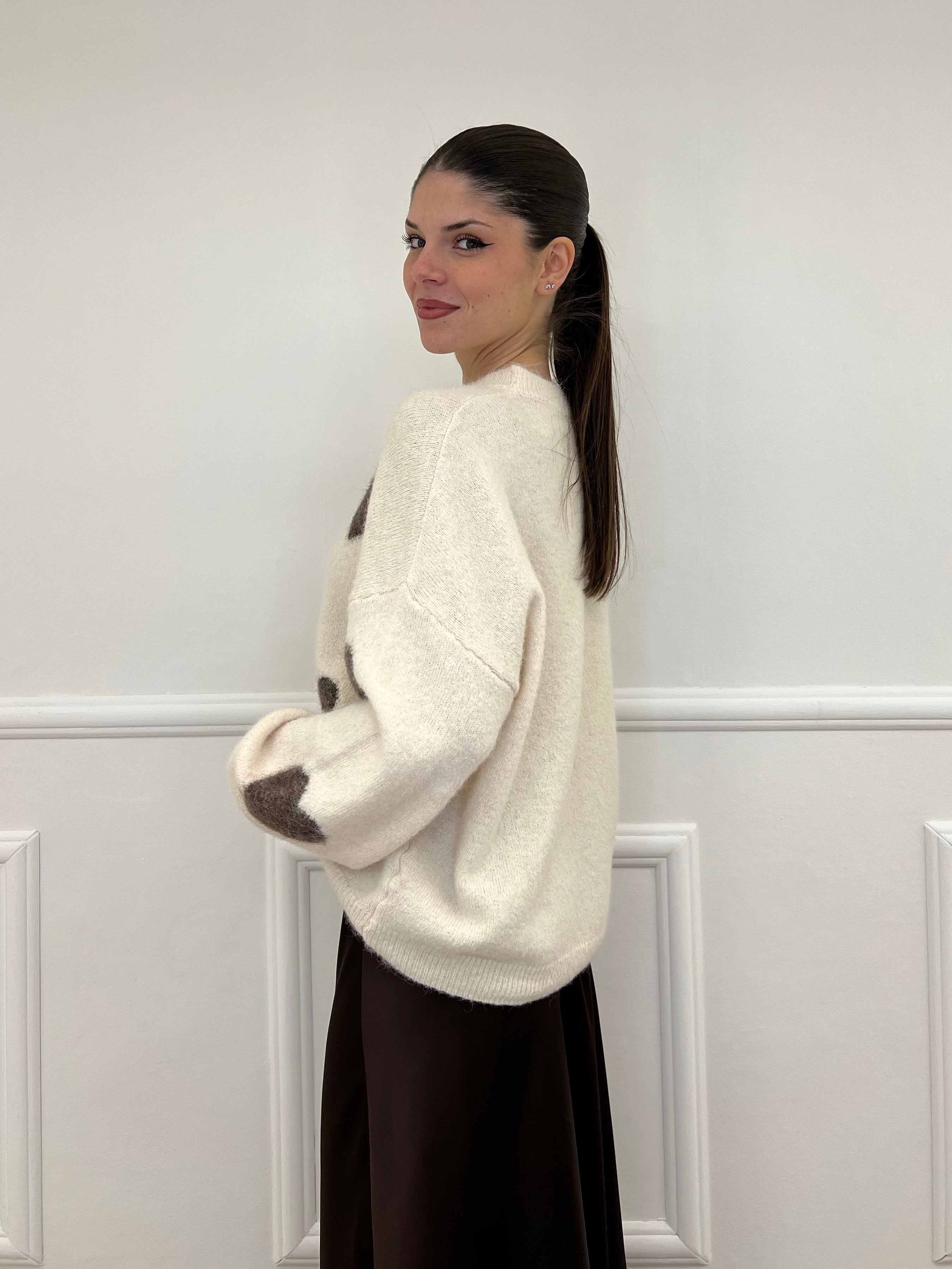 Maglia Shetland Cuori 2405 Ecru