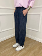 Pantalone Balloon Chambray A8028 Blu