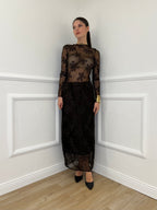 Gonna Tulle Ricami 139-833 Moro