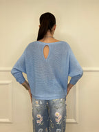 Maglia Lurex Scollo Goccia 645 Azzurro