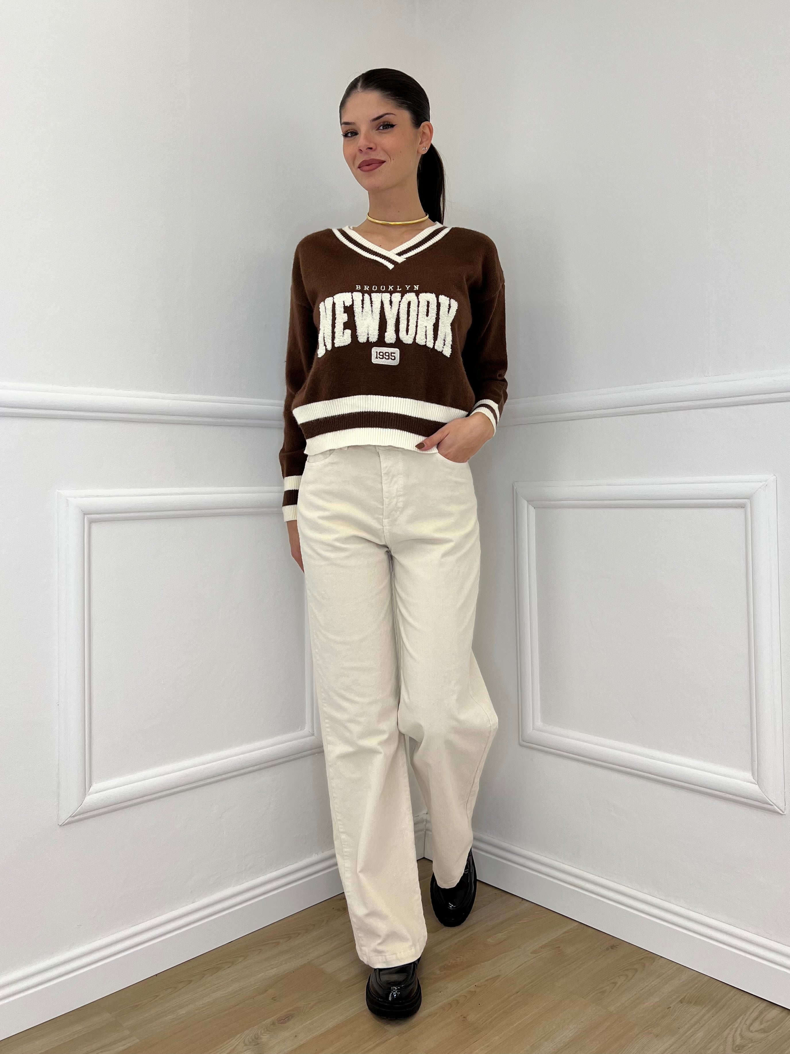 Pantalone Millerighe 824604 Panna