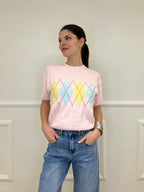 Maglia Rombi Maniche Corte 2909 Rosa