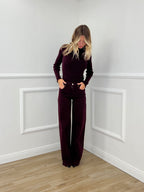 Jeans Wide Leg H3873-5 Burgundy