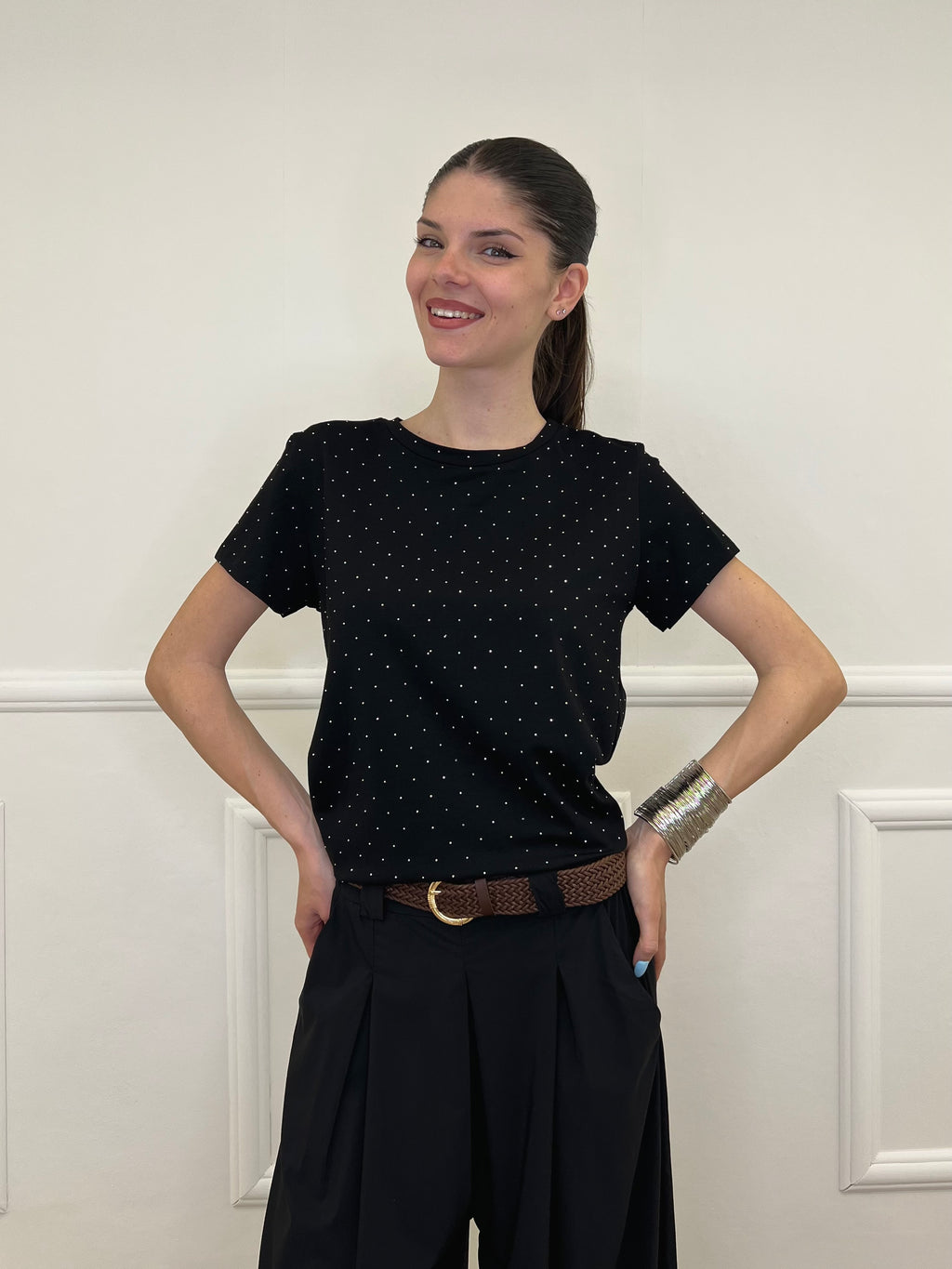 T-shirt Strass 8142 Nero