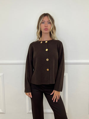 Cardigan Coreana Bottoni 7370 Marrone