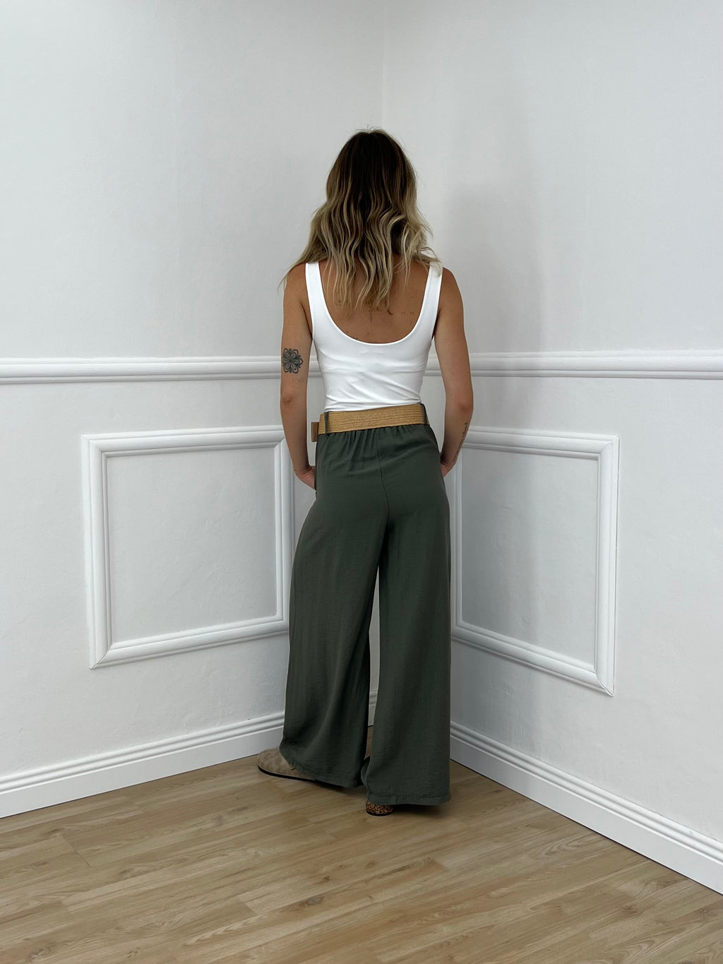 Pantalone Viscosa Strop 33660 Verde Militare