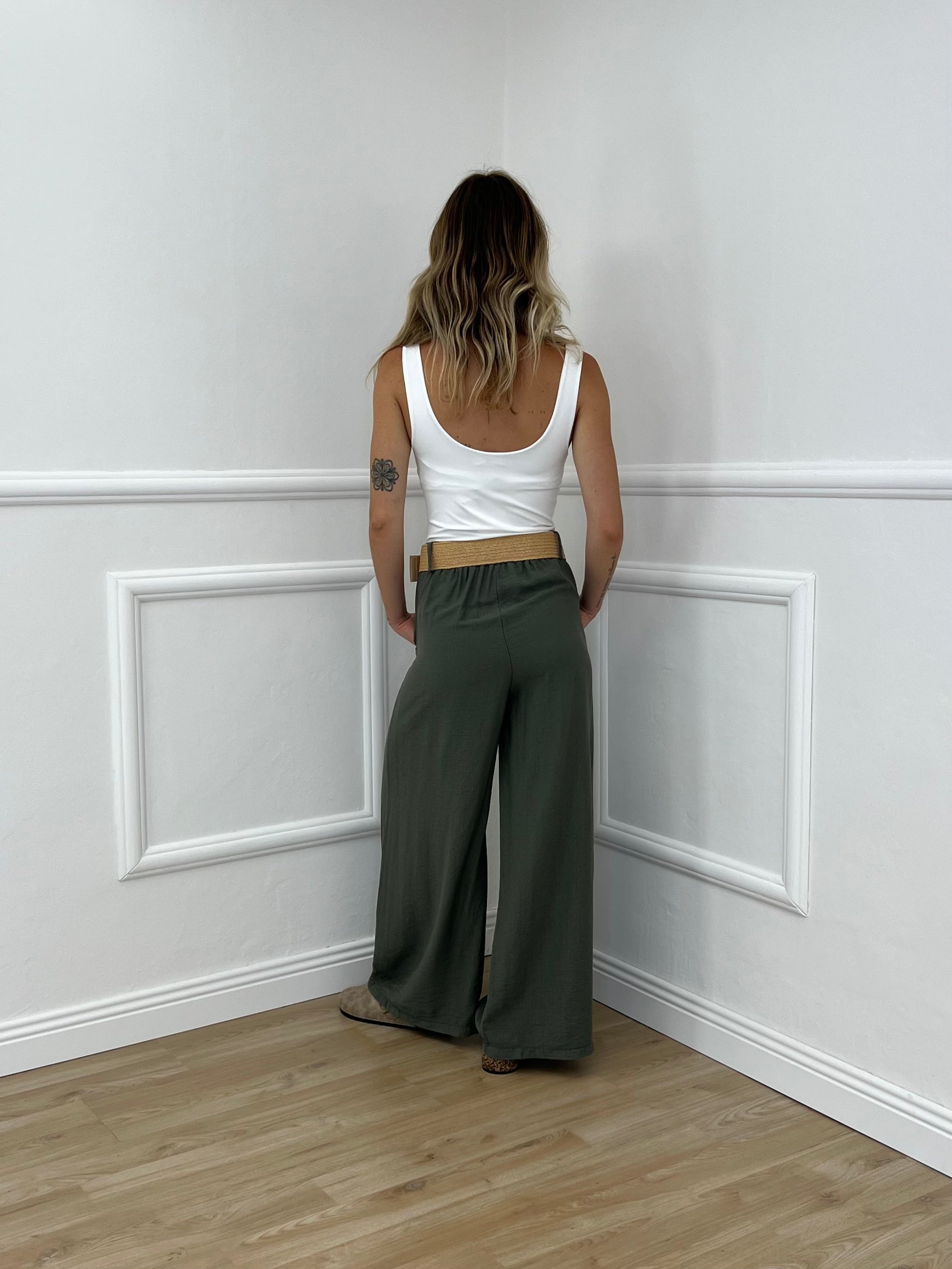 Pantalone Viscosa Strop 33660 Verde Militare