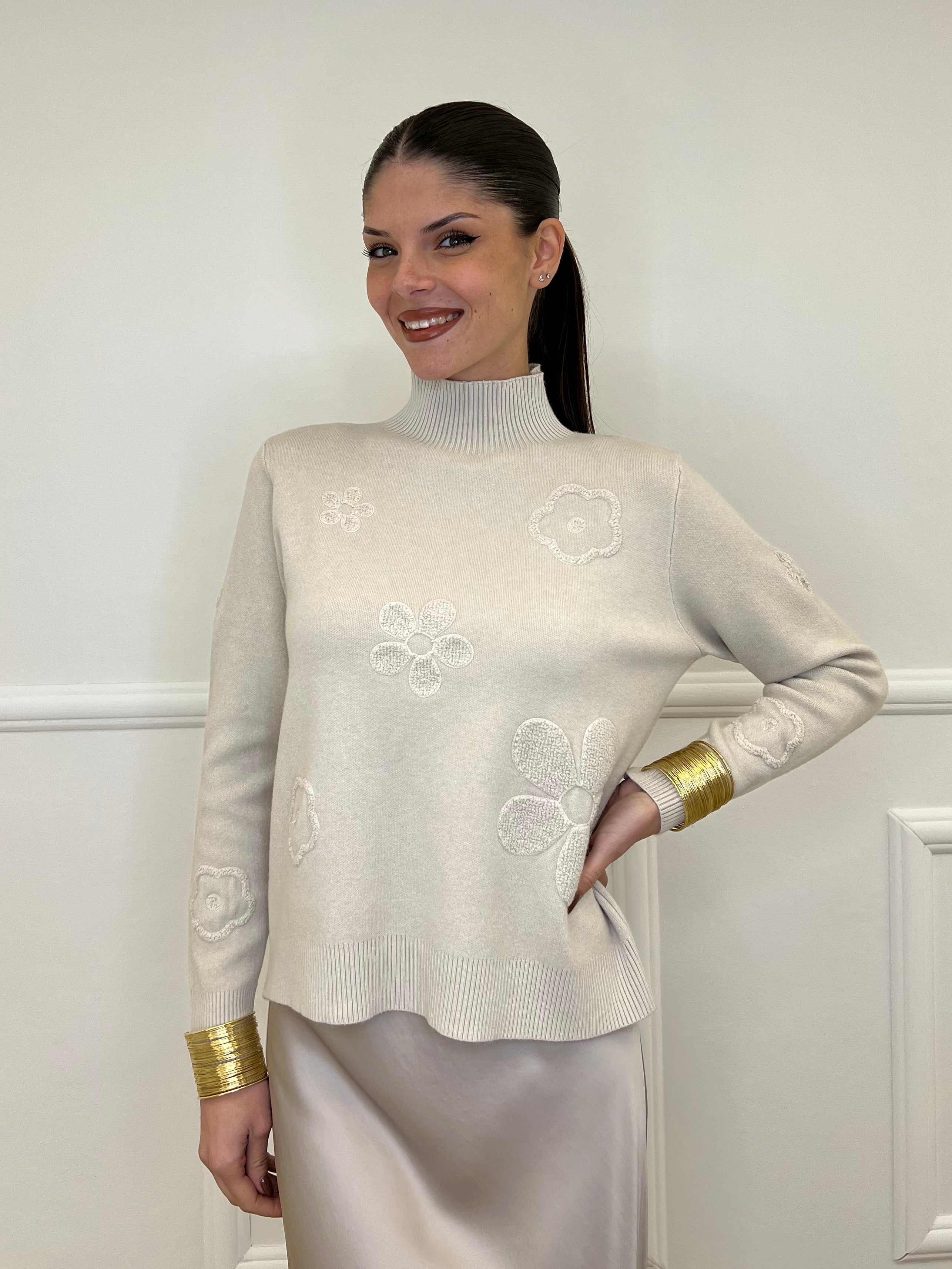 Maglia Flowers 5588 Ecru