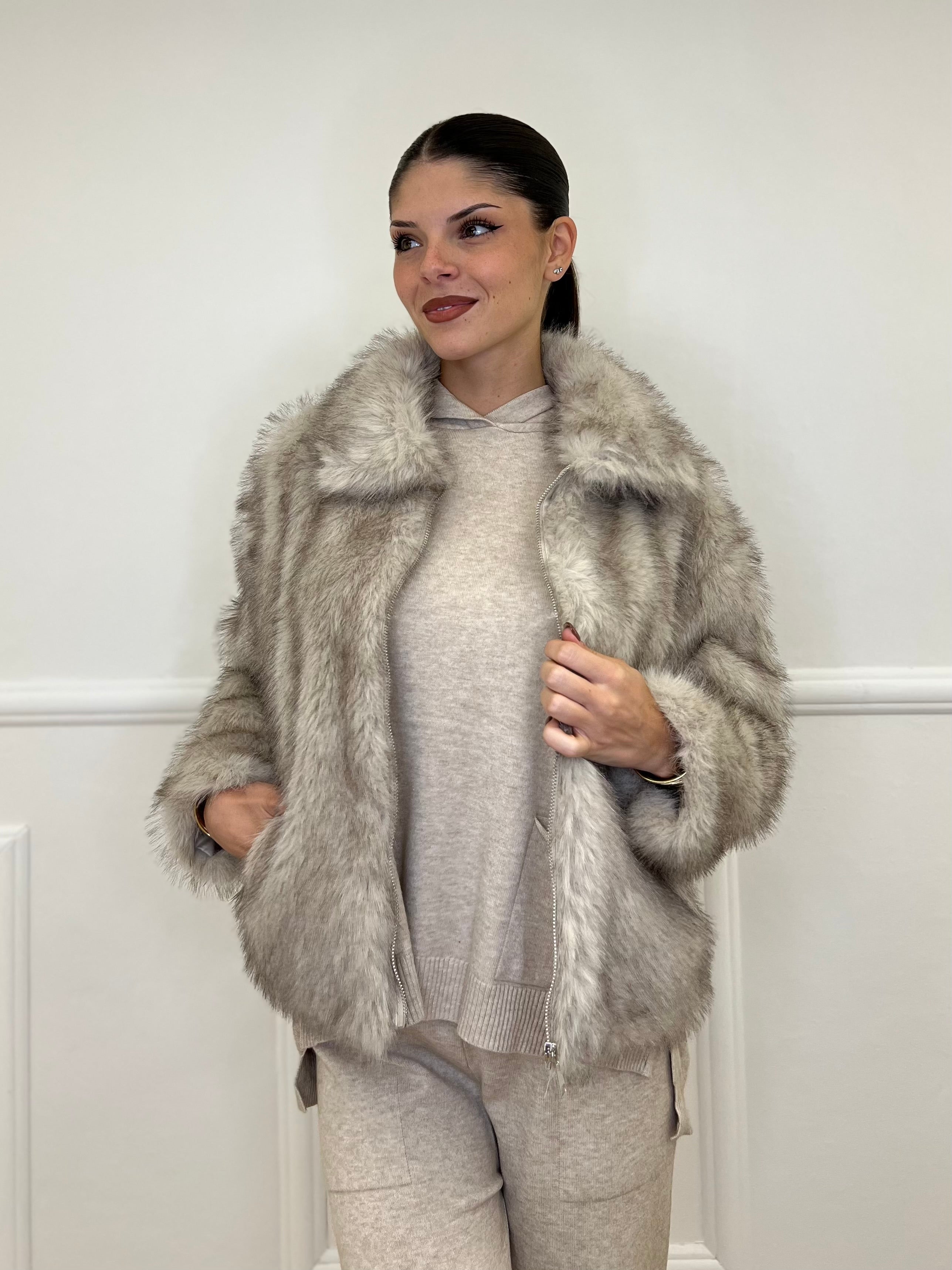 Pelliccia Zip C058 Ecru