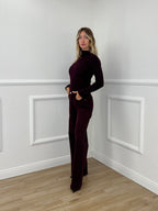 Jeans Wide Leg H3873-5 Burgundy