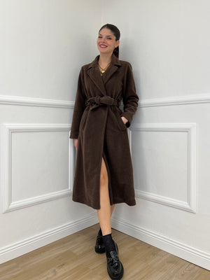 Cappotto Bouclé Cintura 91022 Moro