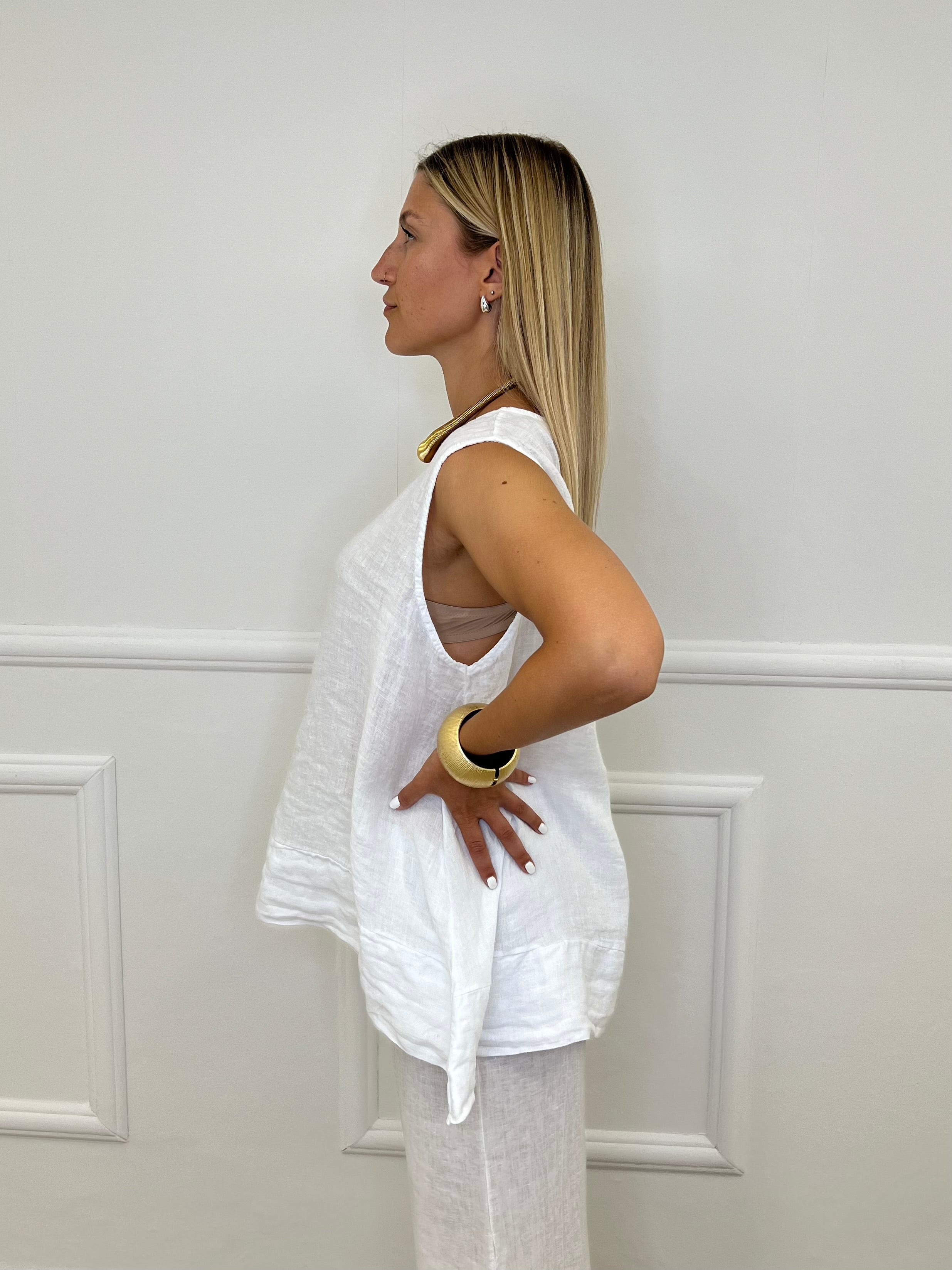 Canotta Over Lino 1178 Bianco