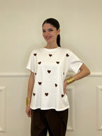 T-shirt Over Con Ricamo Cuori 12659