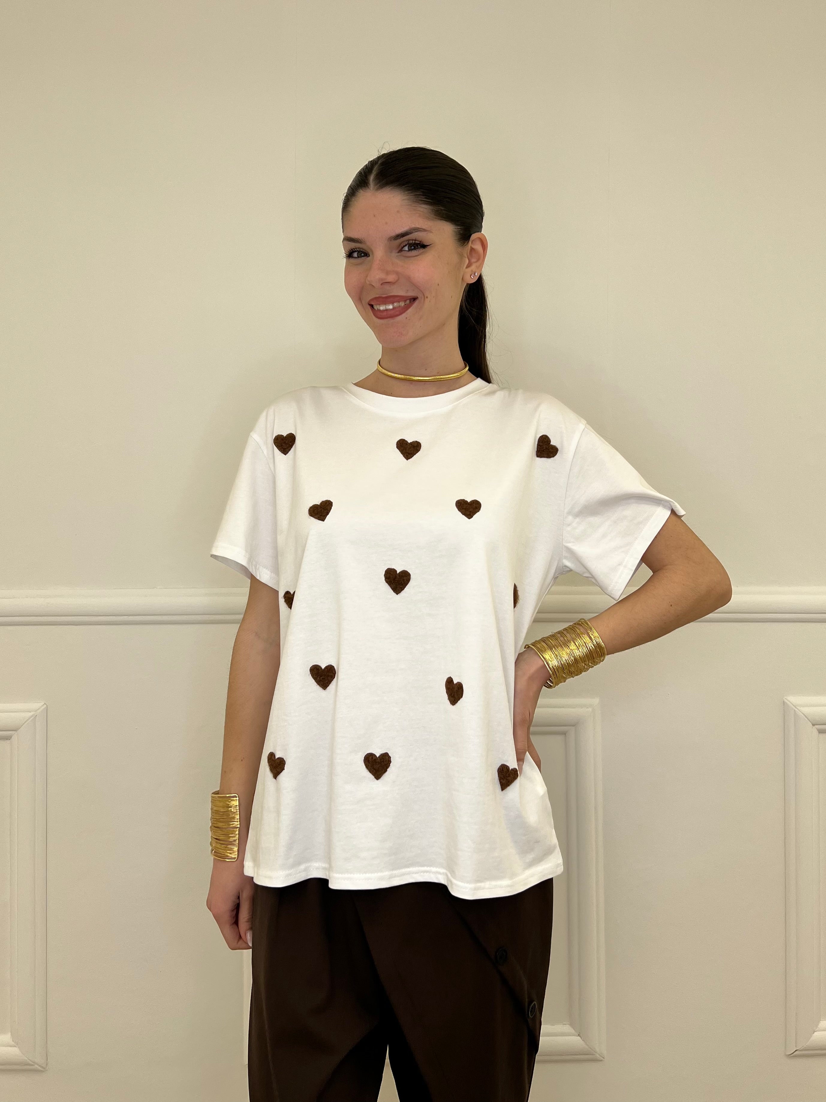 T-shirt Over Con Ricamo Cuori 12659