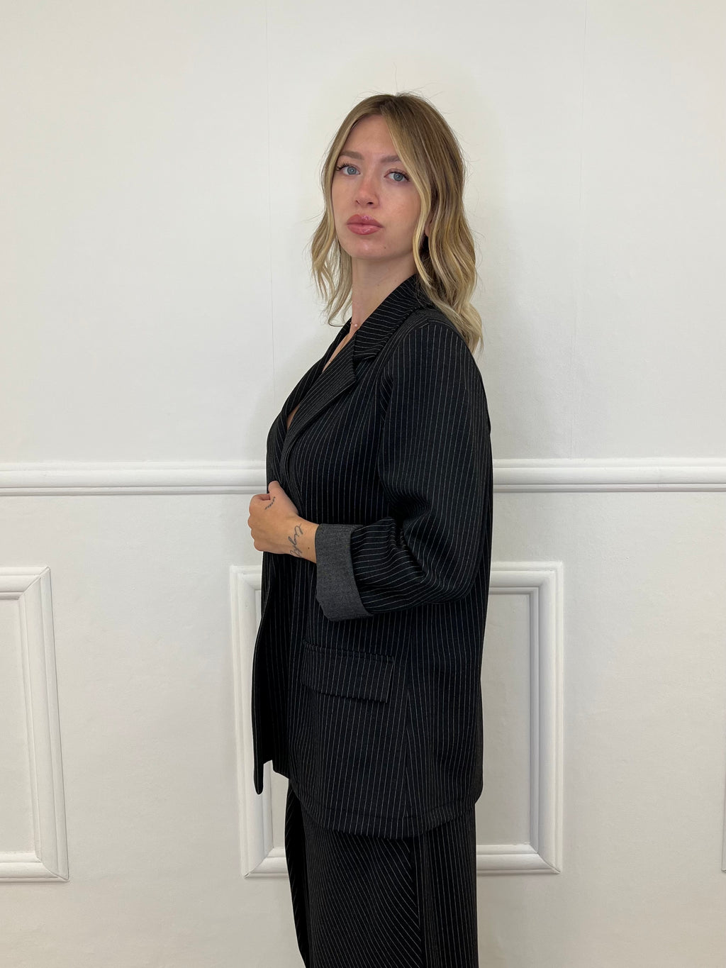 Giacca Gessata PM 5960 Nero