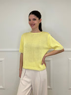 Maglia Profili a Contrasto 2780 Giallo e Bianco