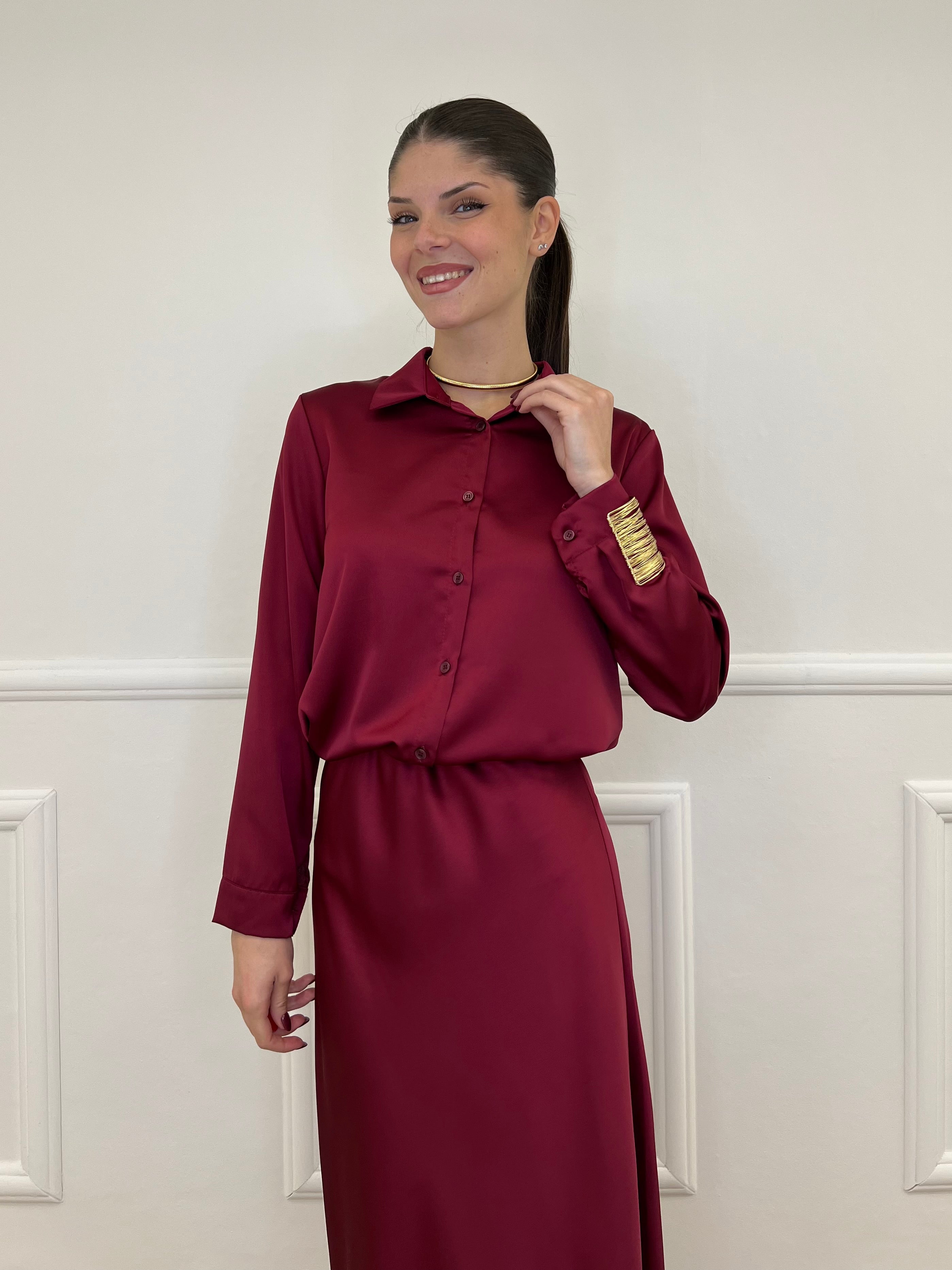 Camicia Satin 1081 Bordeaux