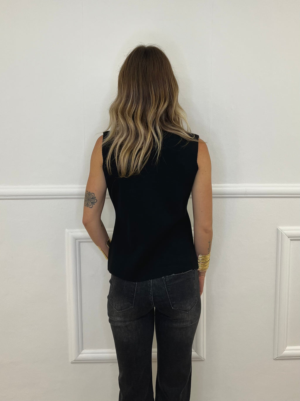 Gilet Asimmetrico in Maglia 5410 Nero