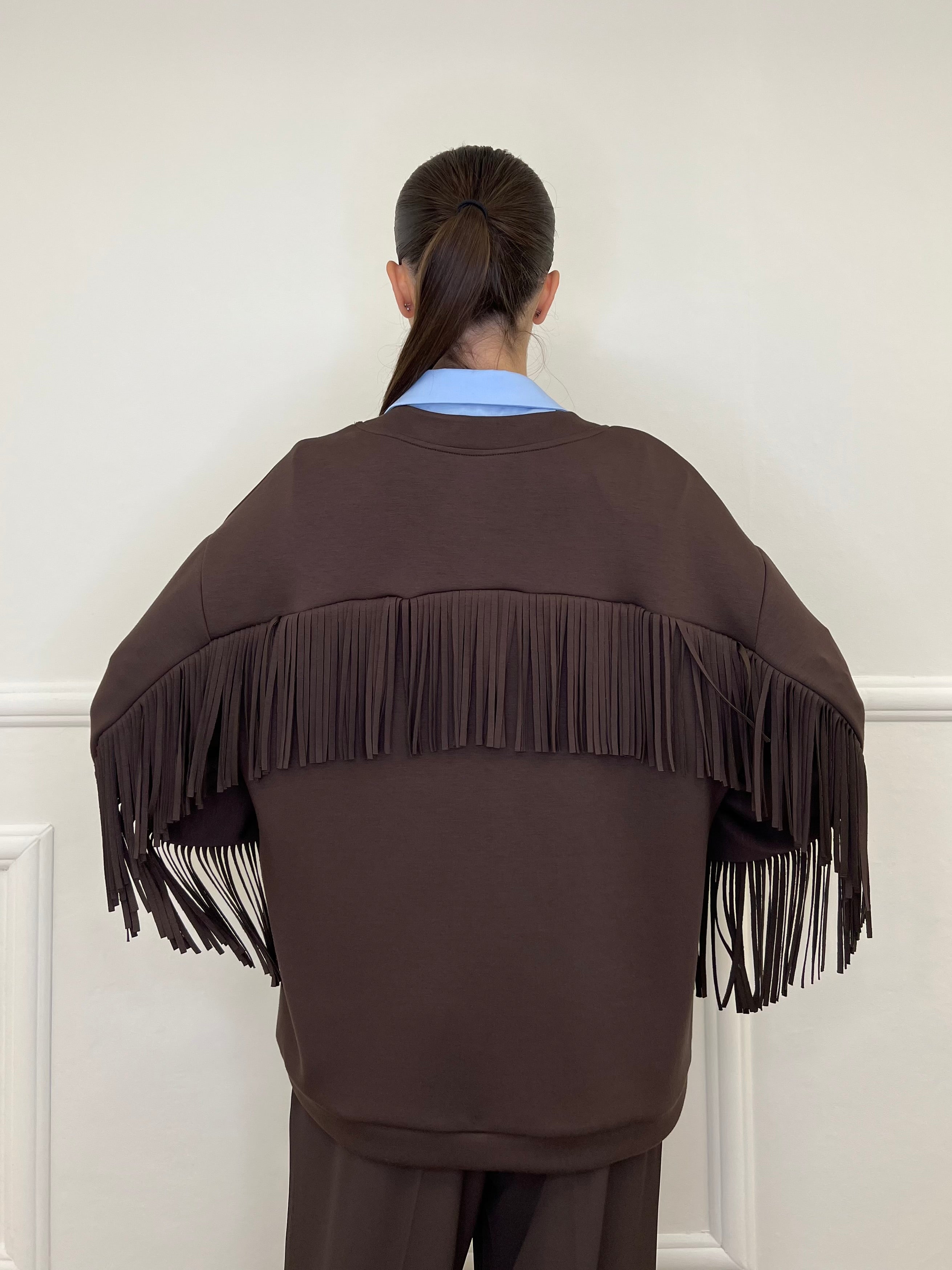 Cardigan Felpa Frange Lumina LD3424 Moro