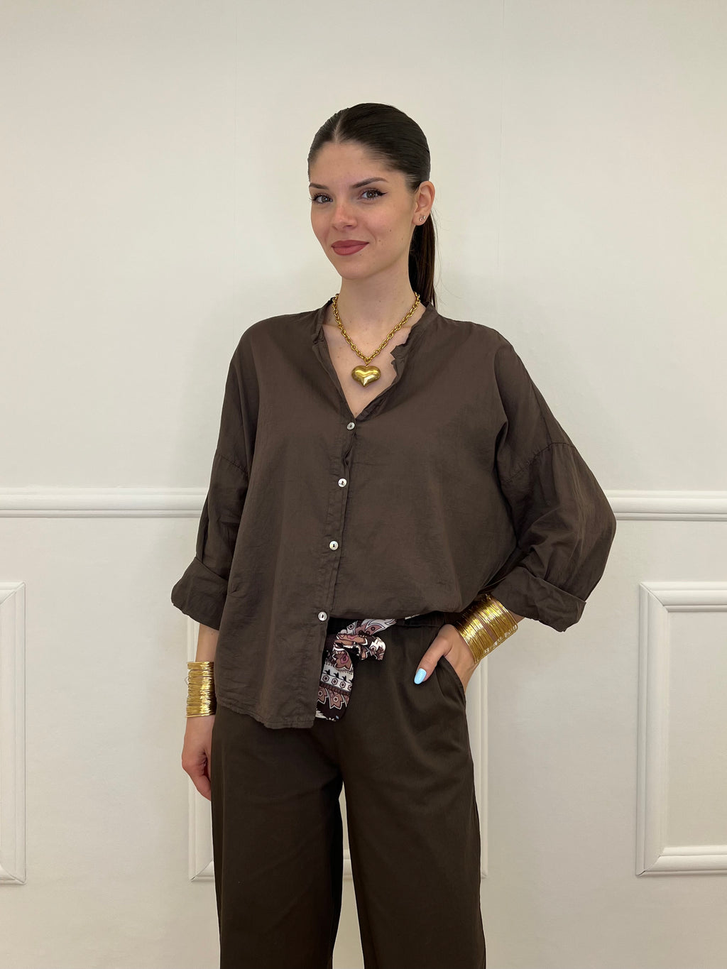 Camicia Over Coreana 3020 Marrone