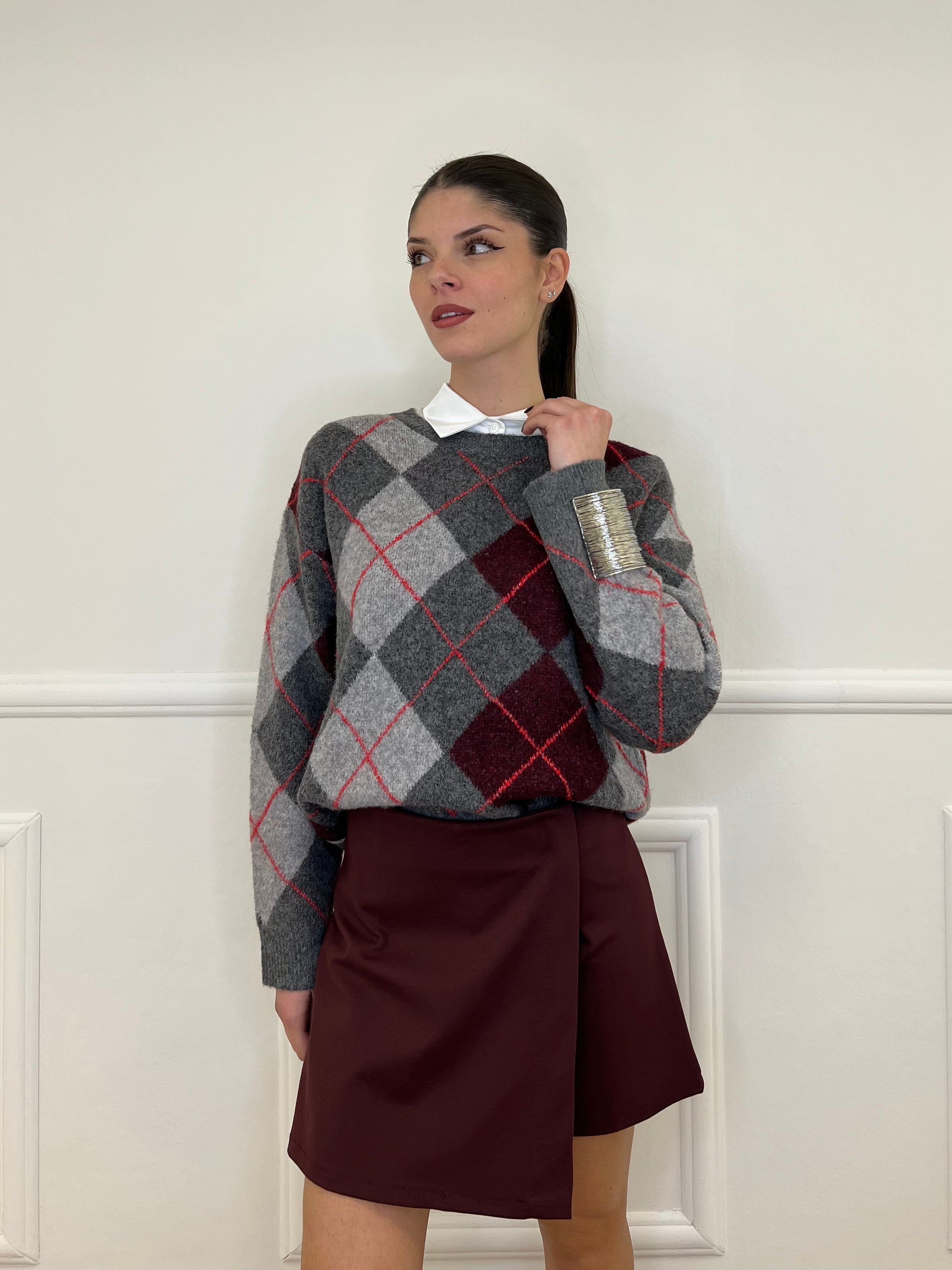 Maglia Losanghe T11173 Burgundy