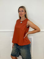 Blusa Popeline Bottoncini 2692 Mattone