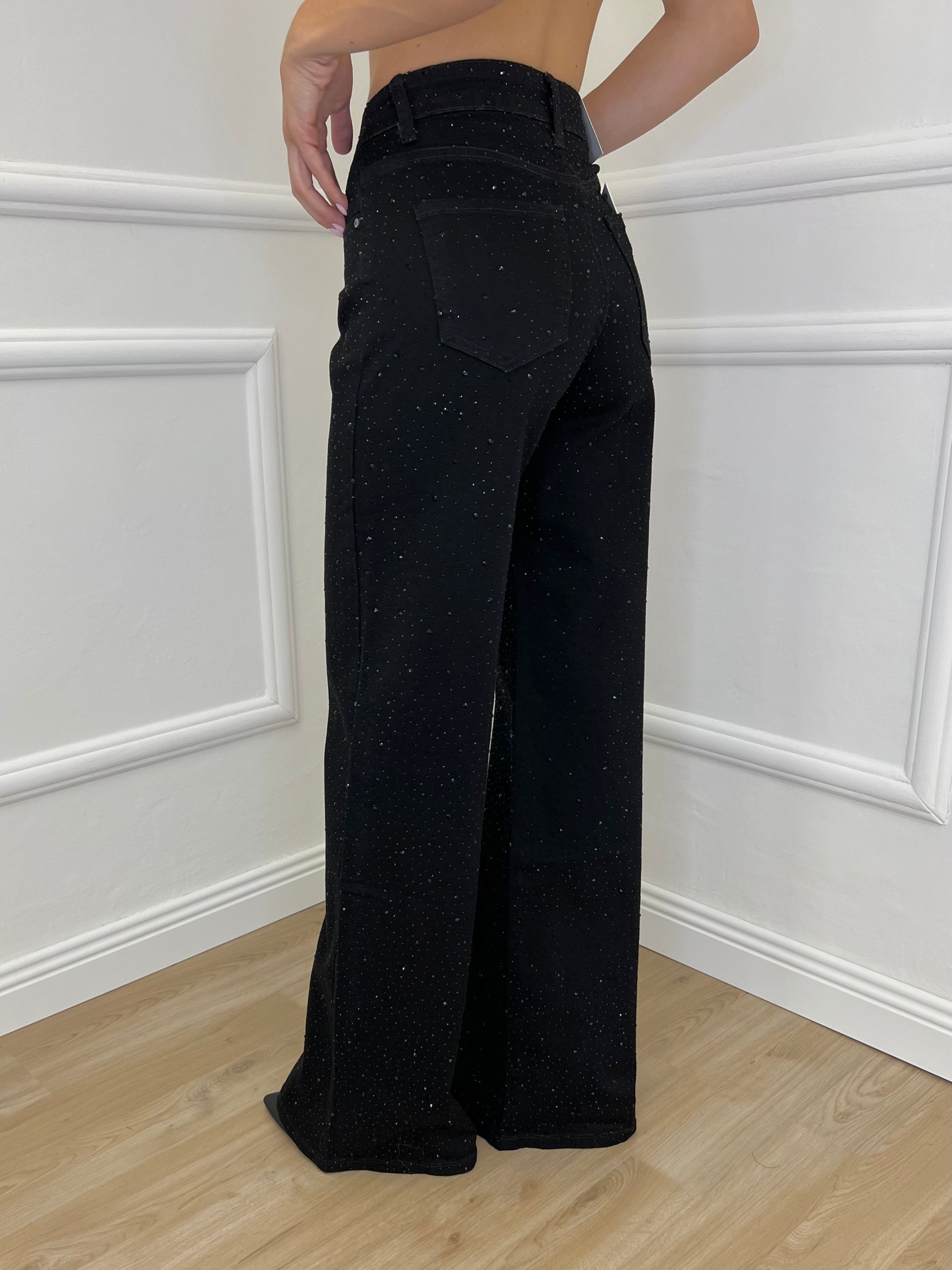 Jeans Strass JK8128 Nero - Bazar Abbigliamento