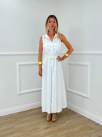 Abito Cotone Cintura 364997 Bianco