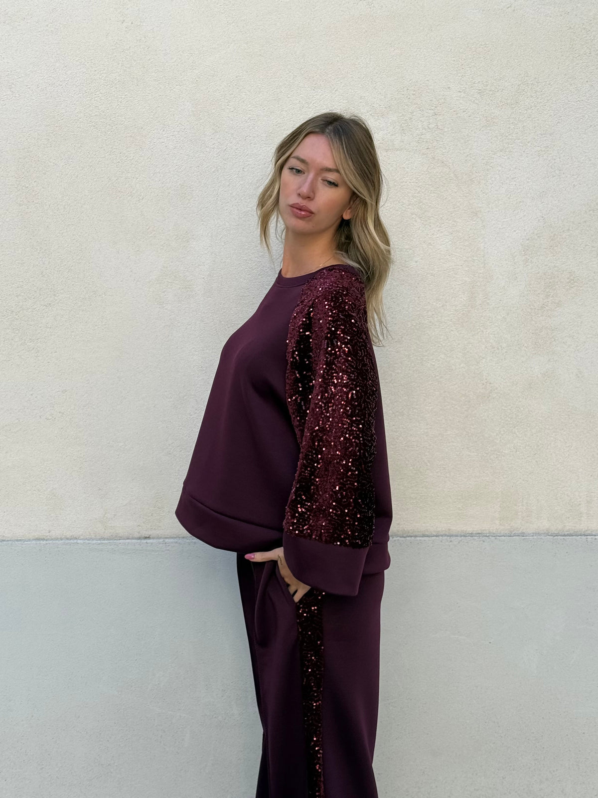 Tuta Inserti Paillettes L3110 Burgundy