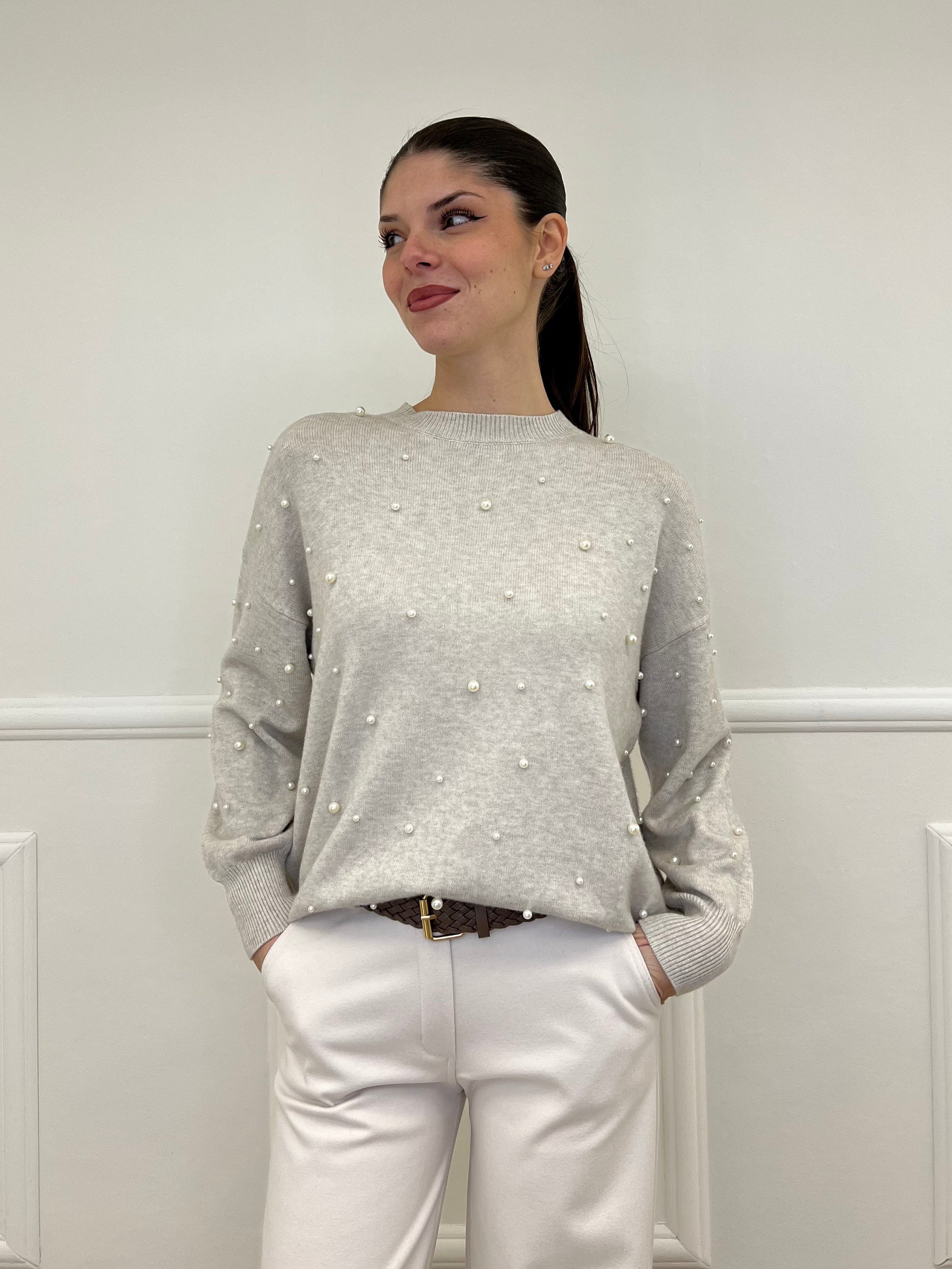 Maglia Perle Girocollo 7313 Ecru