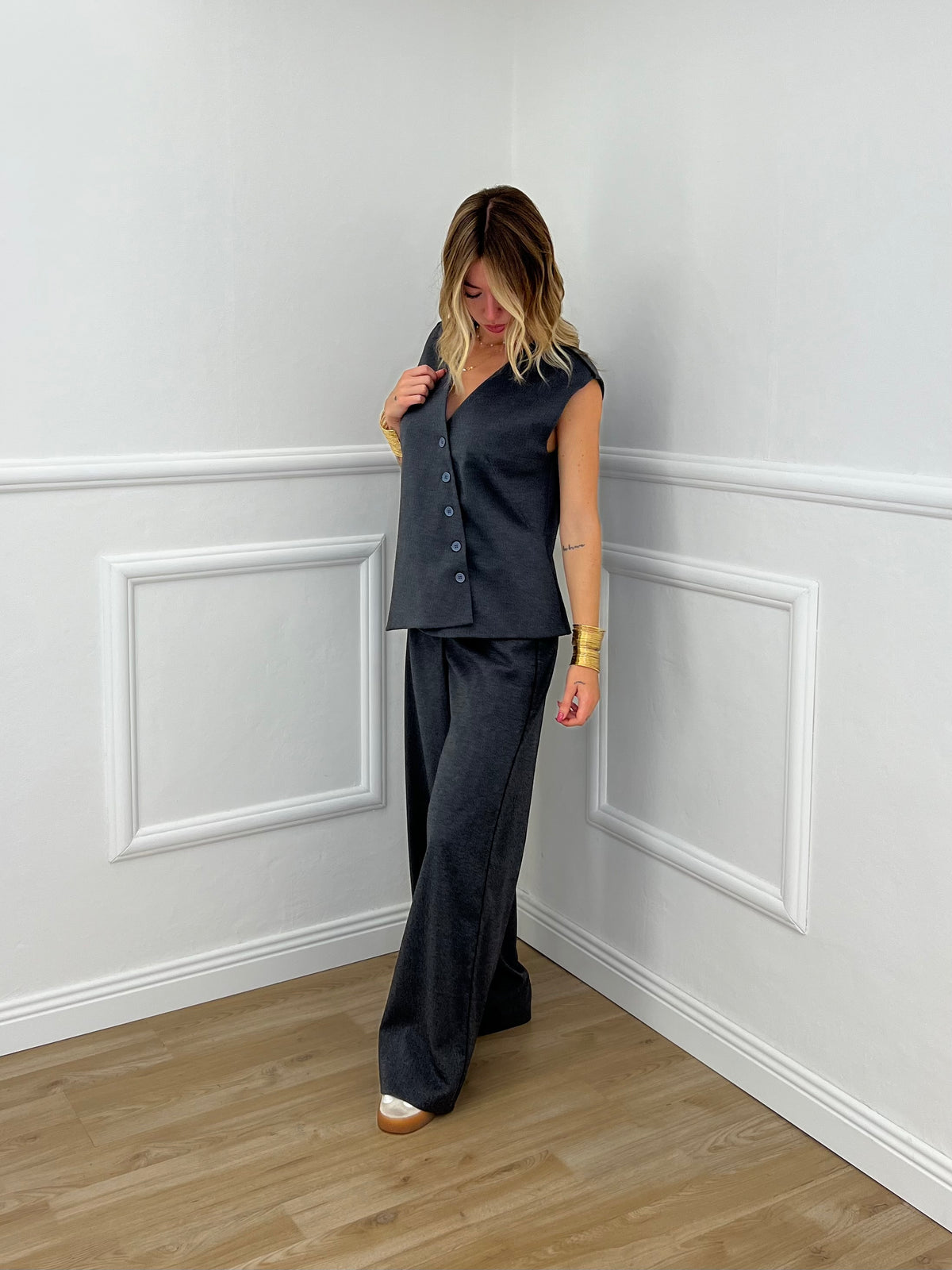 Gilet Chiusura Diagonale 2430 Grigio