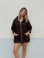 Maxi Felpa con Cappuccio 41857 Marrone