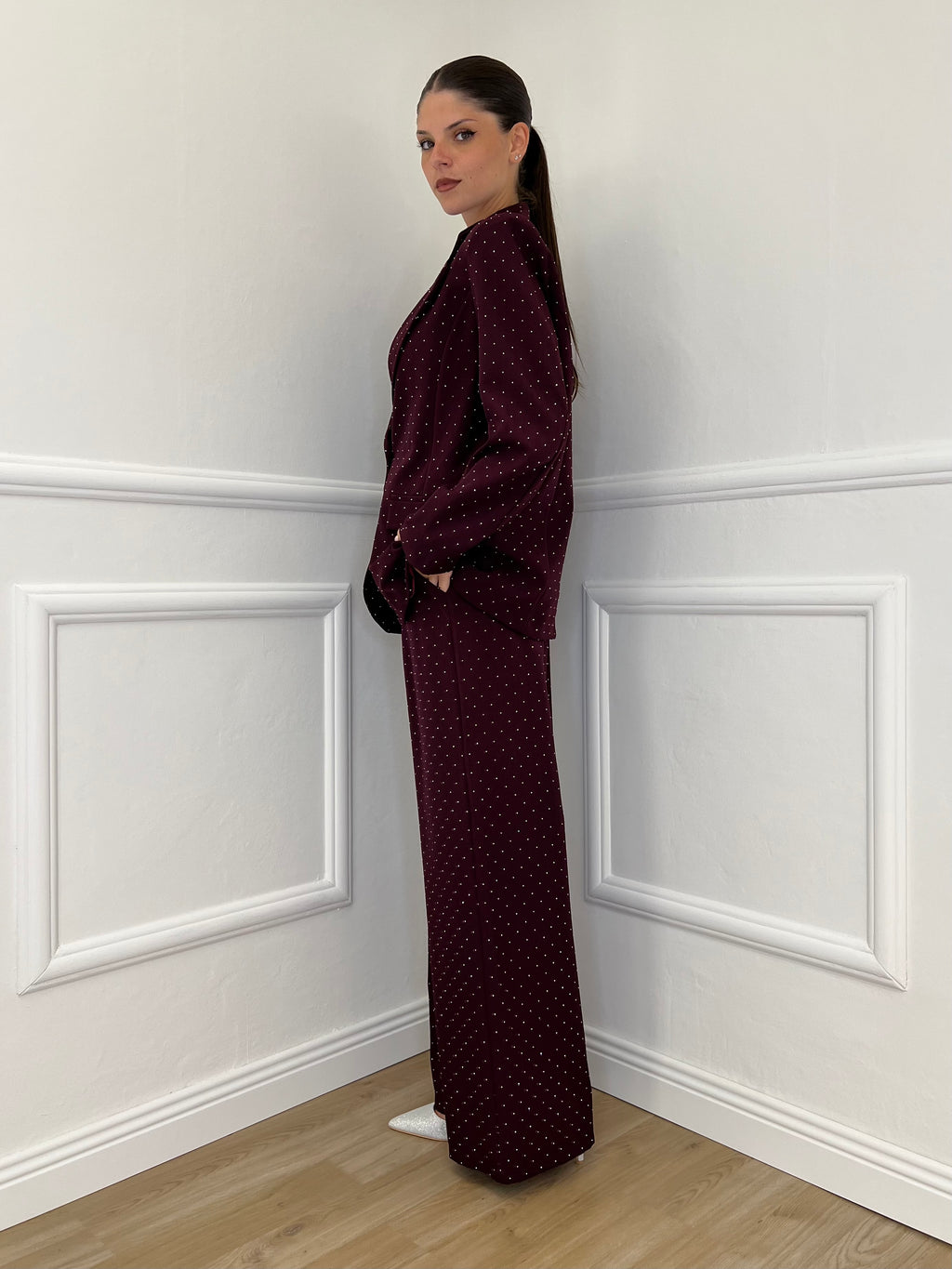 Tailleur Micro Borchie L5181 Bordeaux - Bazar Abbigliamento