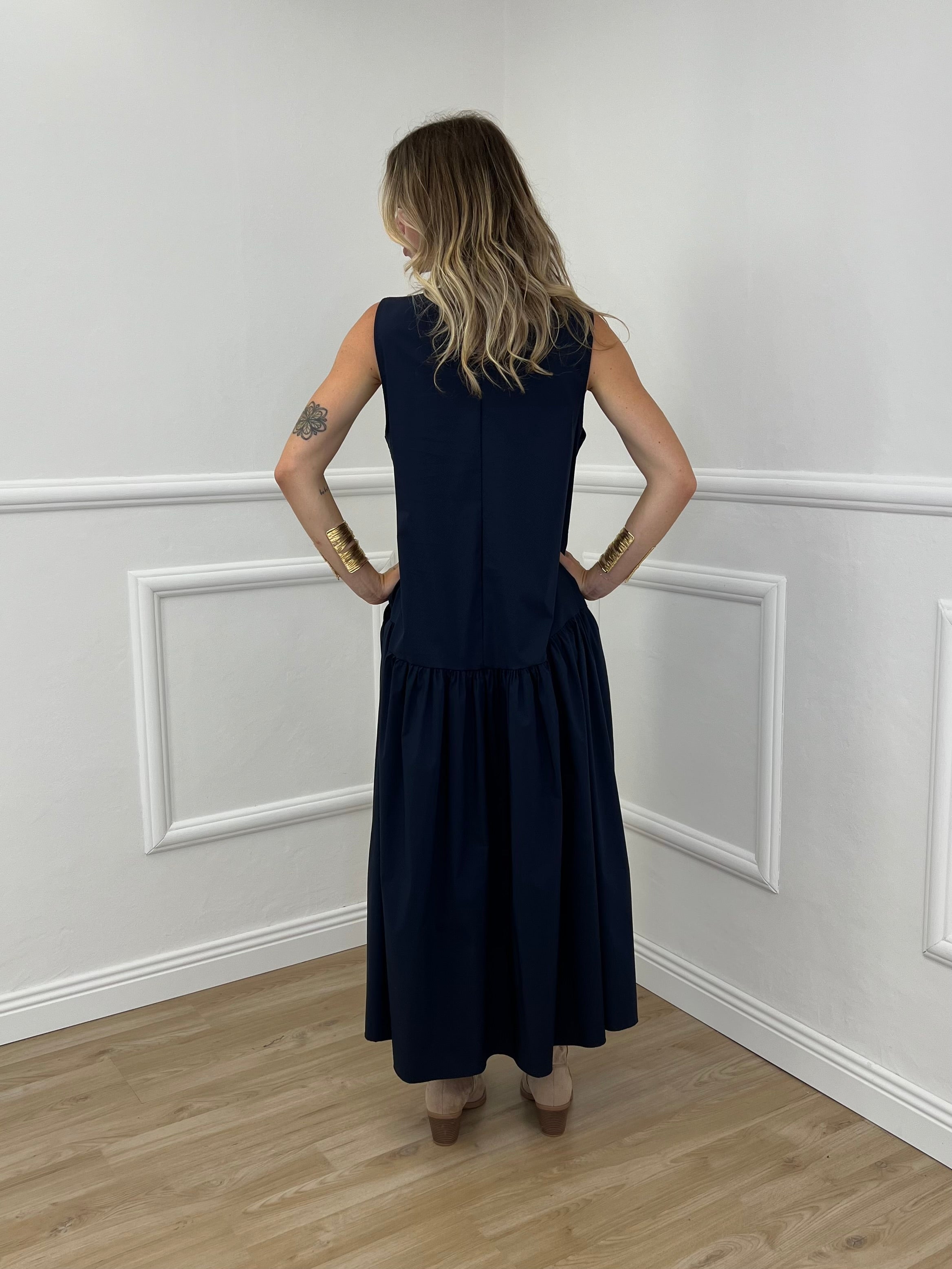 Abito Smanicato Popeline 20600 Blu