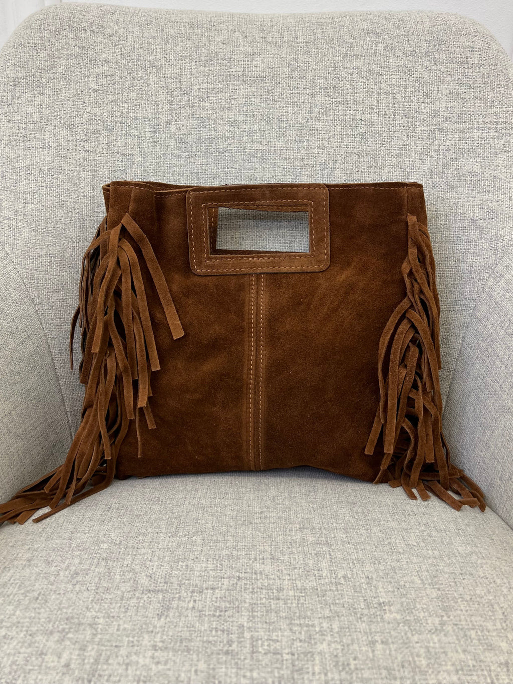 Borsa Vera Pelle Frange Manico VPBF001