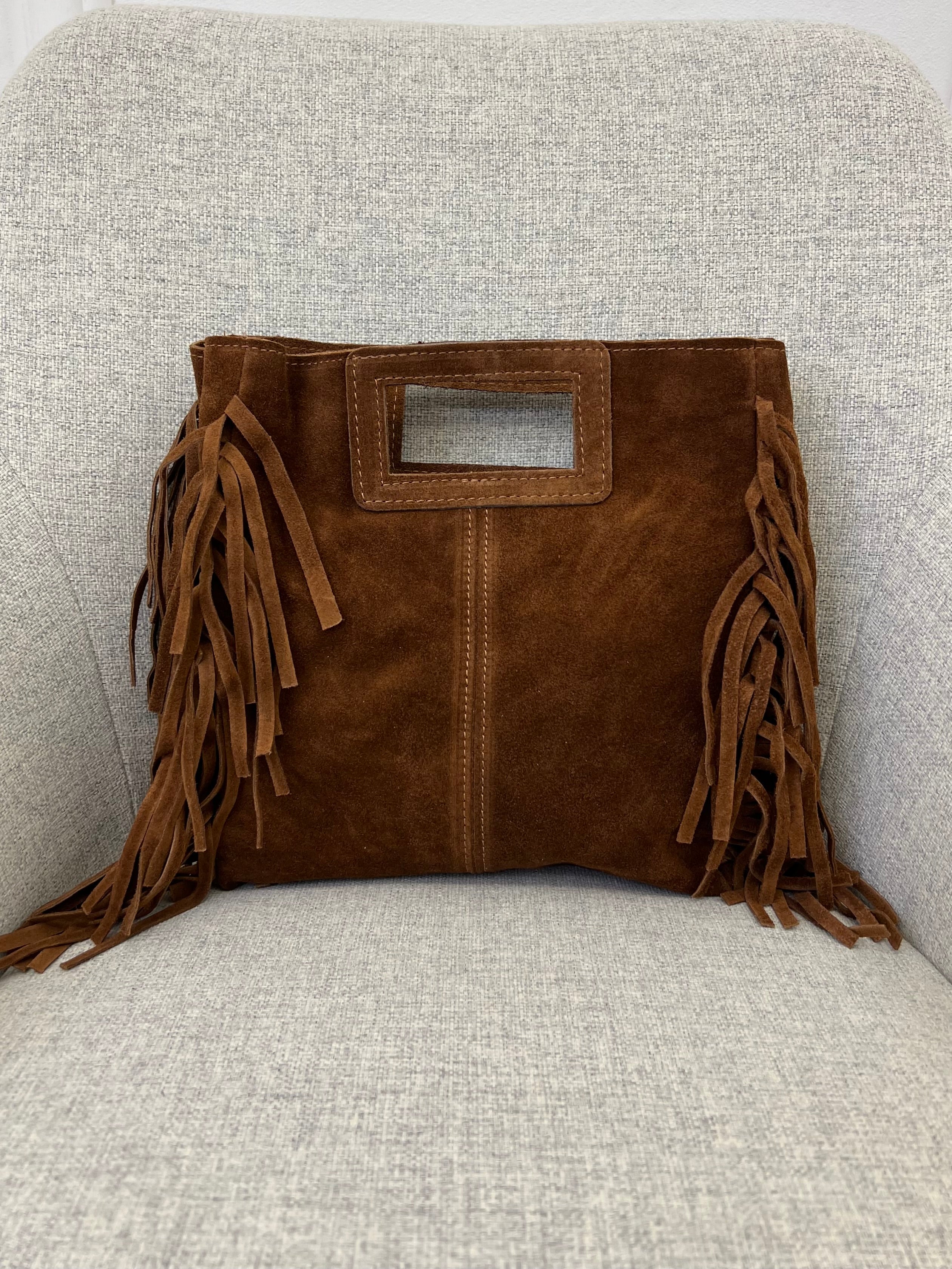 Borsa Vera Pelle Frange Manico VPBF001