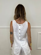 Top 100% Lino Bottoncini 89225 Bianco