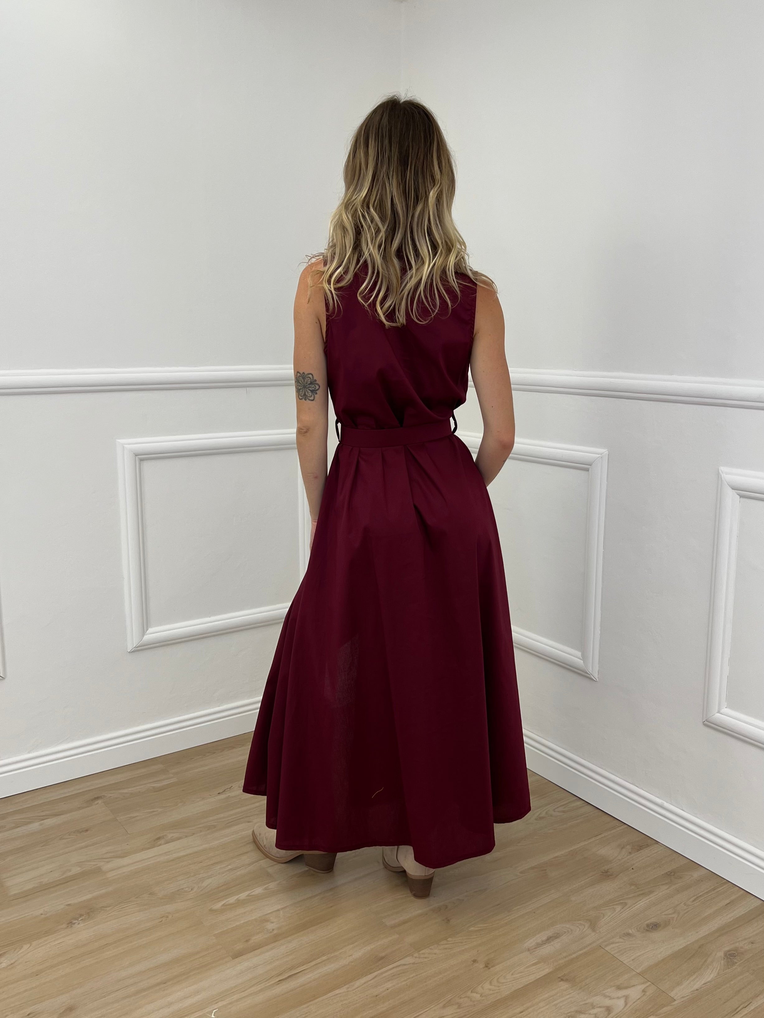 Abito Chemisier Smanicato Cintura 2128 Burgundy