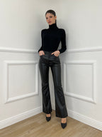 Pantalone Flare Ecopelle 2802 Nero