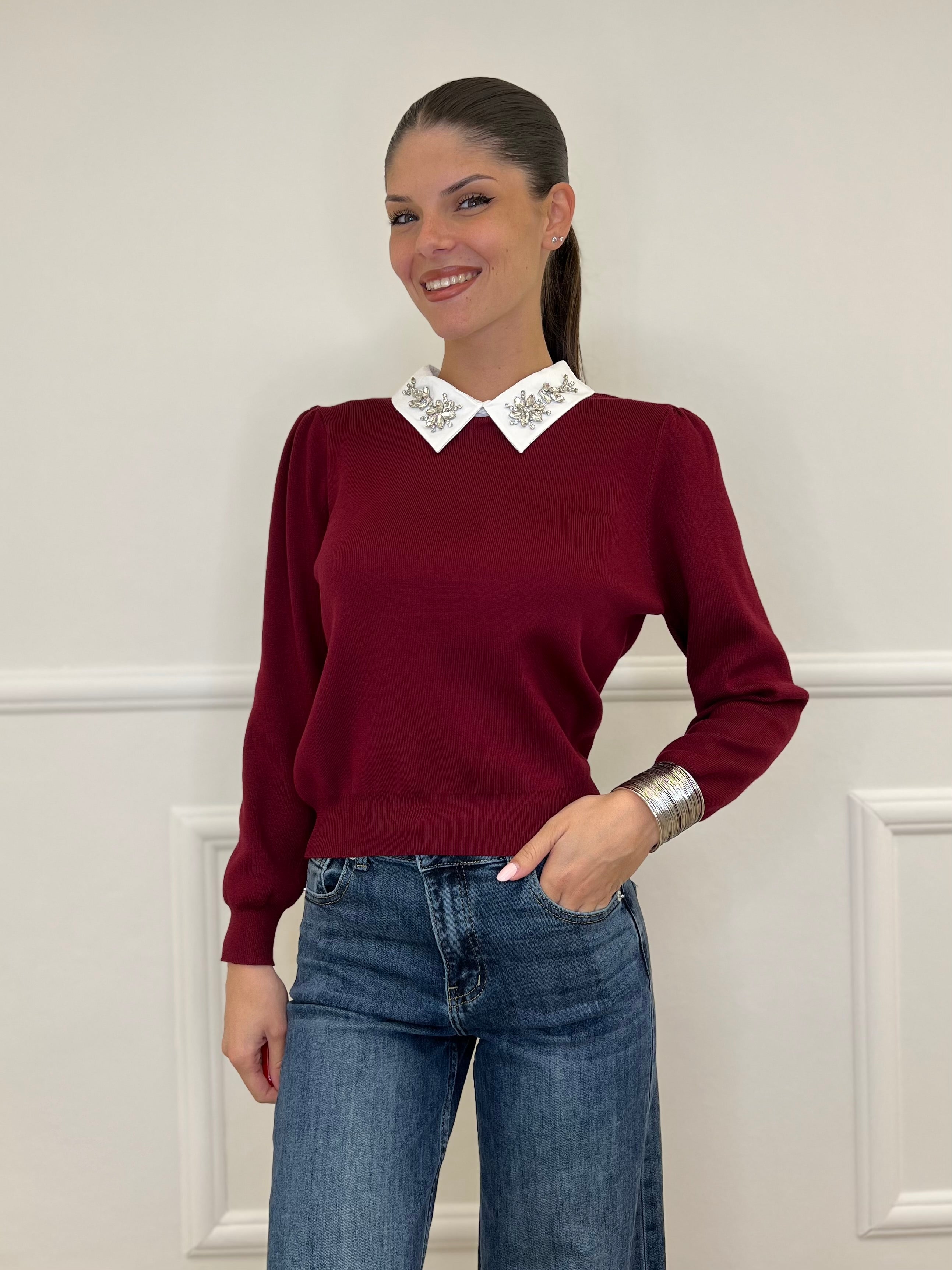Maglia Collo Gioiello 7818 Bordeaux
