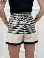 Shorts Fantasia Geometrico 7428 Bianco e Nero