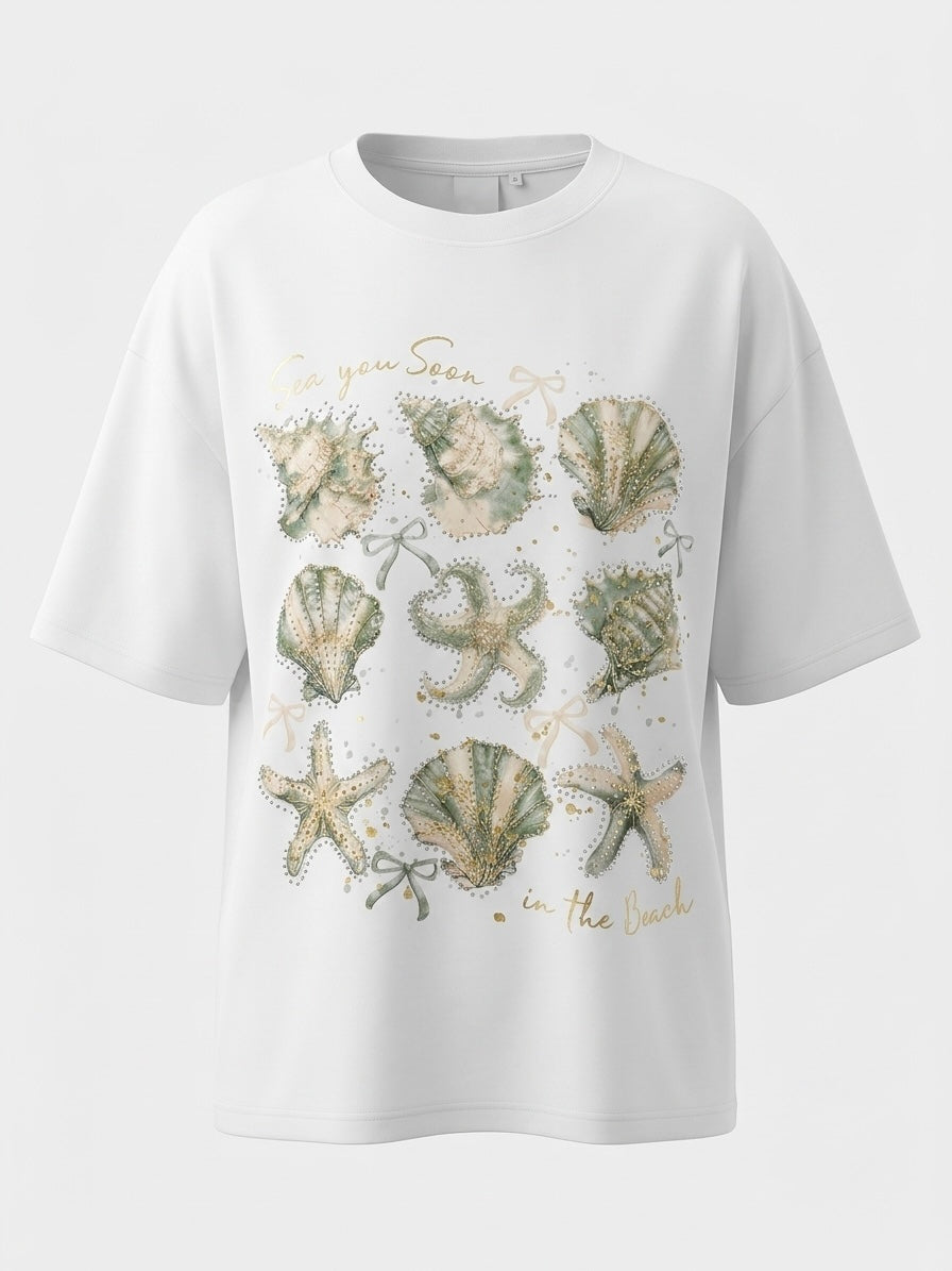 T-shirt Over Conchiglie Strass