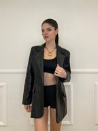 Blazer Oversize in Eco Pelle 30551 Nero