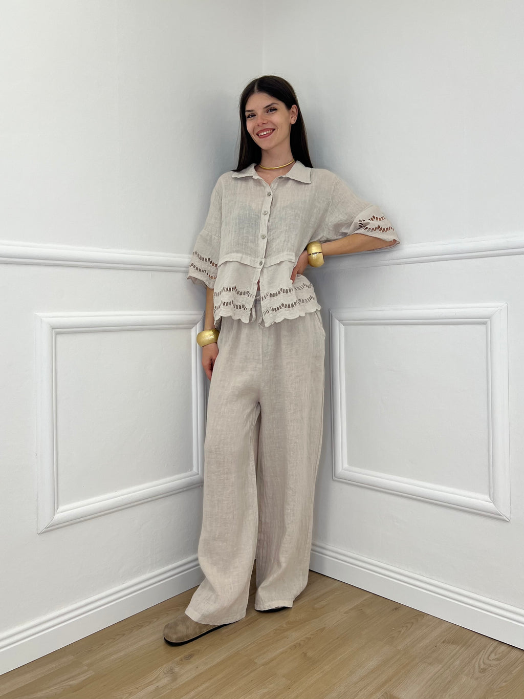 Pantalone Palazzo Lino I586 Beige