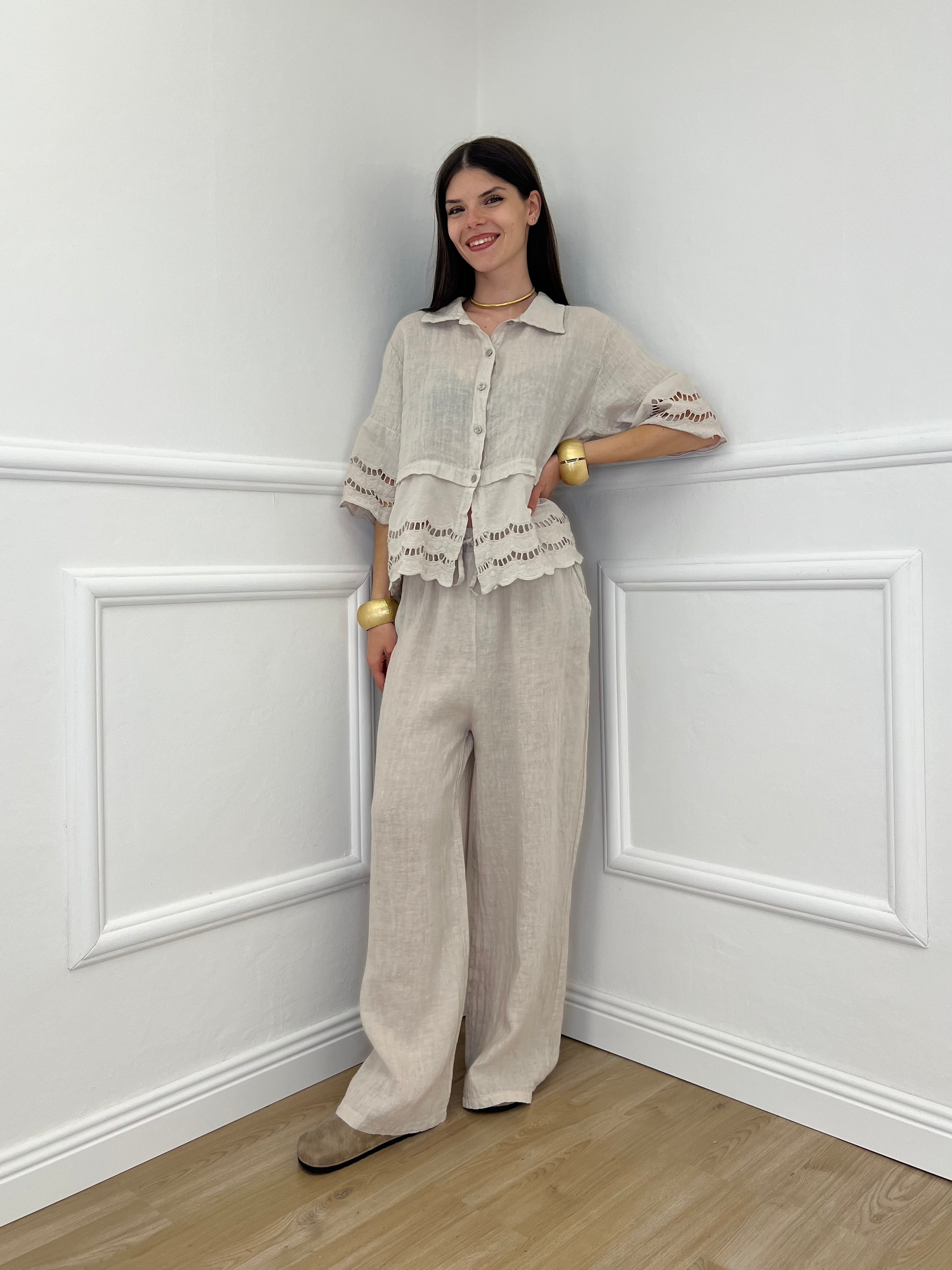 Pantalone Palazzo Lino I586 Beige